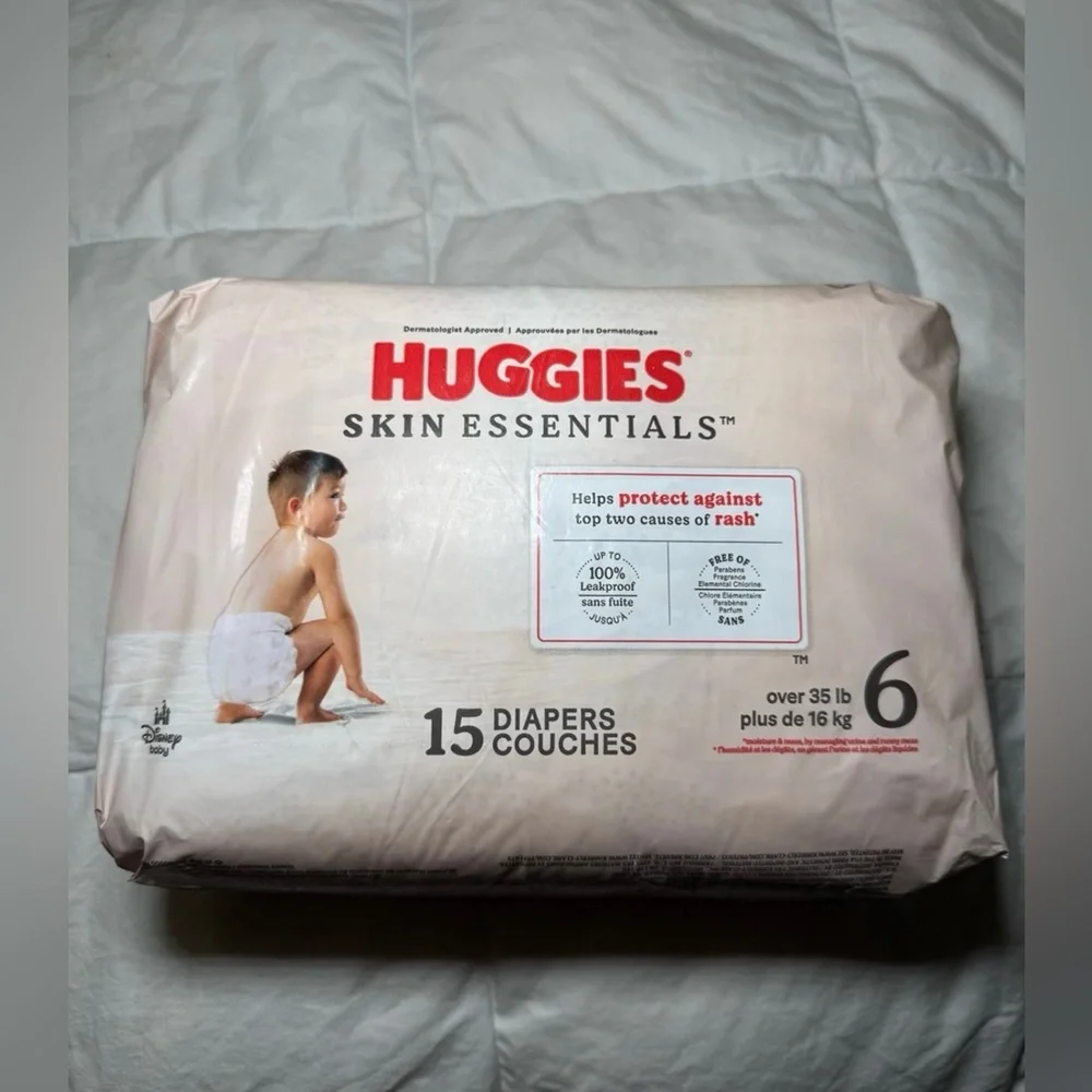 Huggies Skin Essentials Disney Baby Size 6 Mickey Mouse Print 15 Count Diapers